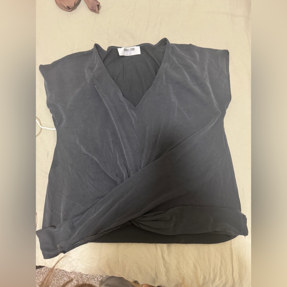 Double Zero Black Wrap Cap Sleeve Blouse